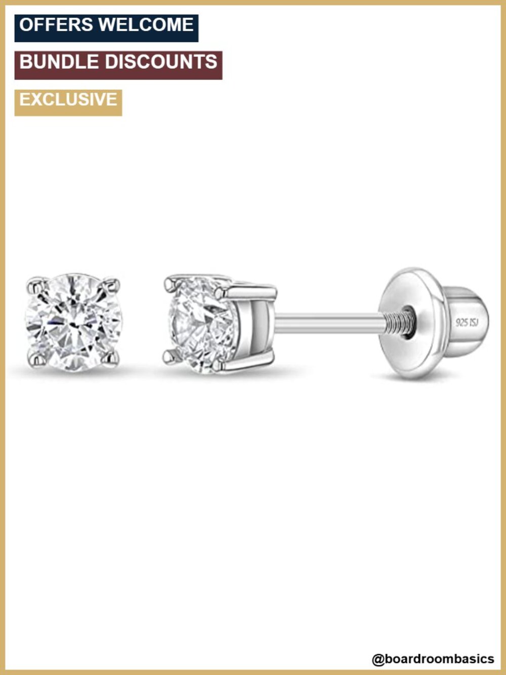 Tiny Solitaire Sterling Silver Kids Earrings 2mm-5mm Hypoallergenic Studs